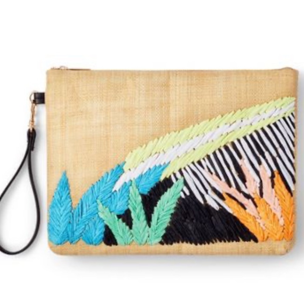 Tabitha Brown abstract botanical embroidered clutch nwt!